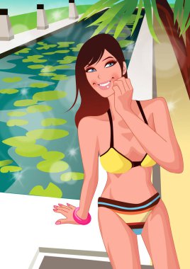 Bir kızın çizgi film karakterinin vektör çizimi