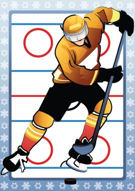 Tahtada buz pateni yapan hokey oyuncusu