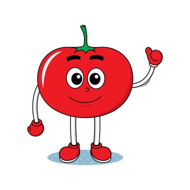 Domates çizgi film karakterinin vektör çizimi