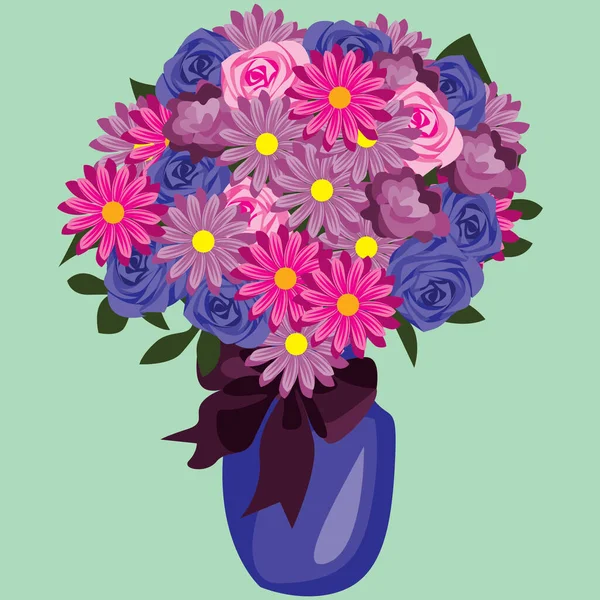 Boeket Van Bloemen Vector Illustratie — Stockvector