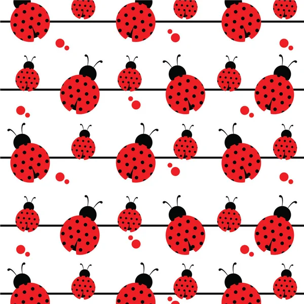 Modello Senza Cuciture Con Coccinella Illustrazione Vettoriale — Vettoriale Stock