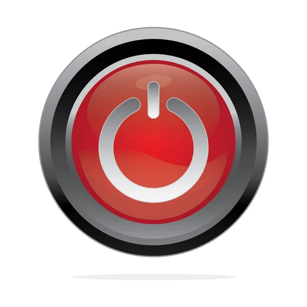 Vector Red Button Power Icon — Stock Vector