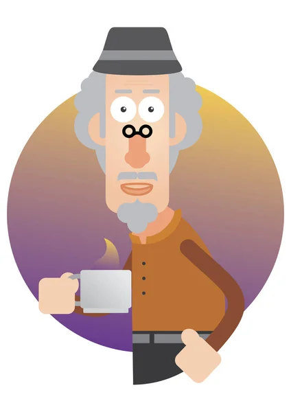 Ilustração Vetorial Personagem Desenho Animado Homem Com Café —  Vetores de Stock