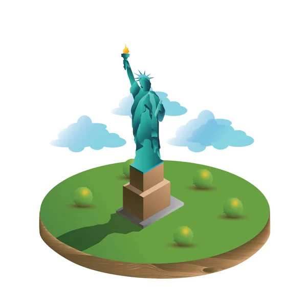 Illustration Vectorielle Une Statue Liberté Dans Ville New York — Image vectorielle