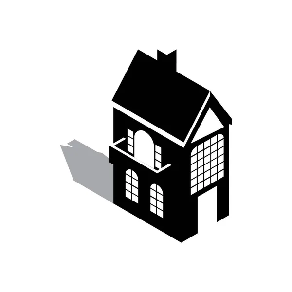 Silhouette Une Maison Sur Fond Blanc Illustration Vectorielle — Image vectorielle