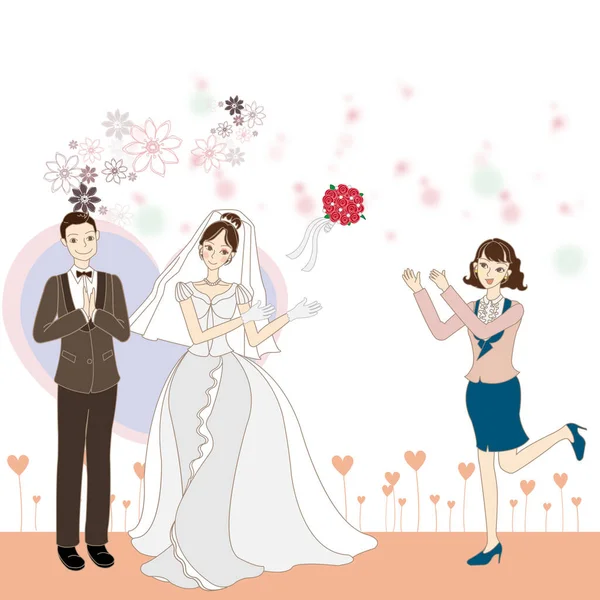 新郎新婦との結婚式招待カード — ストックベクタ