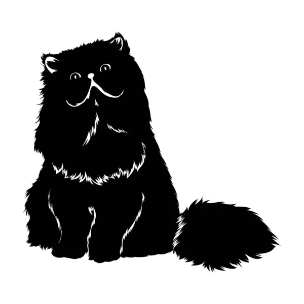 Zwart Silhouet Van Een Hond Met Een Groot Gezicht — Stockvector