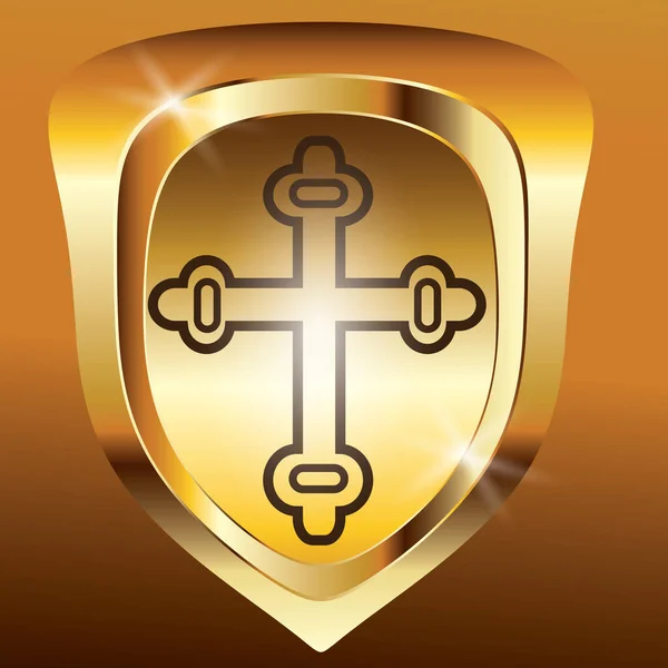 Значок Золотого Креста Желтом Фоне — стоковый вектор
