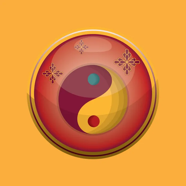 Simbolul Yin Yang Colorat Ilustrație Vectorială — Vector de stoc