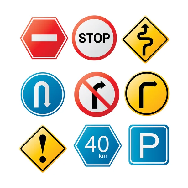 Ensemble Vectoriel Panneaux Signalisation — Image vectorielle