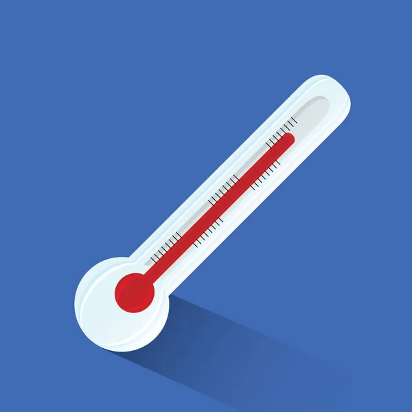 Icône Thermomètre Style Plat Isolé Sur Fond Bleu Illustration Vectorielle — Image vectorielle
