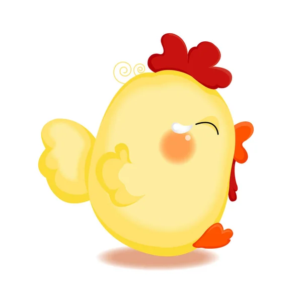 Cute Cartoon Chicken White Background — Stock Vector