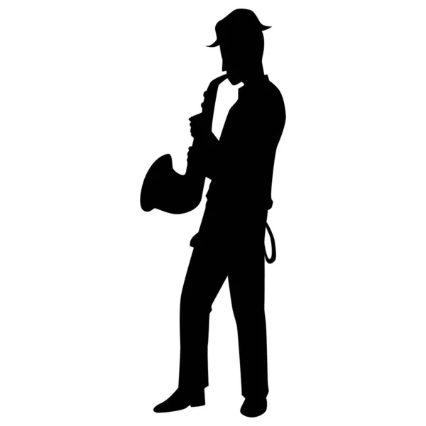 Silhouette Homme Armé Sur Fond Blanc — Image vectorielle