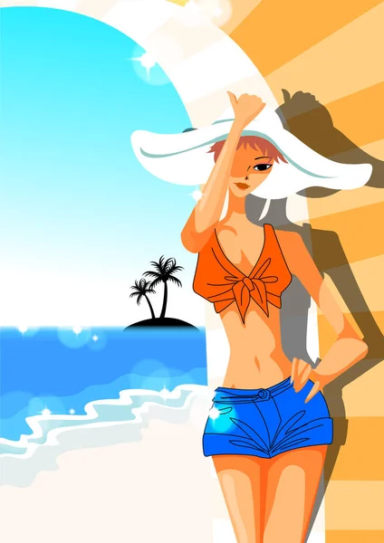 Vector Illustration Cartoon Character Girl — Stock Vector