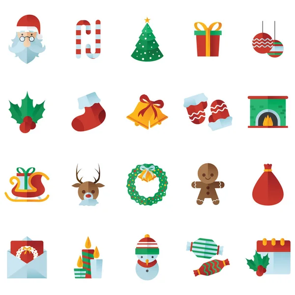 Christmas Icons Set Vector Illustration — Stock Vector