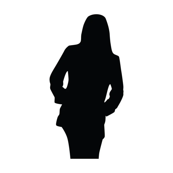 Silhouette Une Femme Aux Cheveux Noirs — Image vectorielle