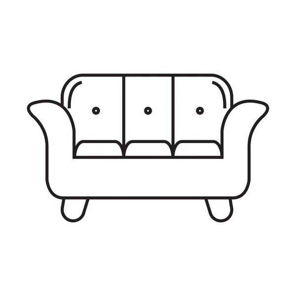 Icono Del Sofá Estilo Contorno Aislado Sobre Fondo Blanco Muebles — Vector de stock