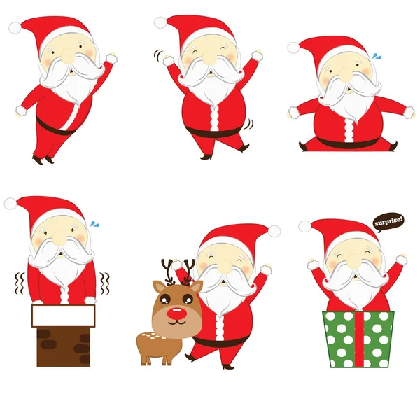 Papai Noel Conjunto Personagens Desenhos Animados — Vetor de Stock