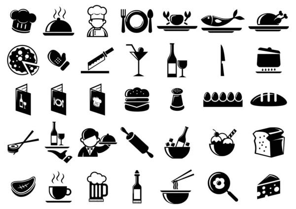 ユーザーインターフェイスのデザインのための食品やキッチンベクトルのアイコン — ストックベクタ
