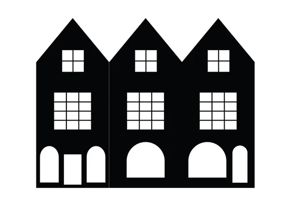 Silhouette Une Maison Avec Toit — Image vectorielle