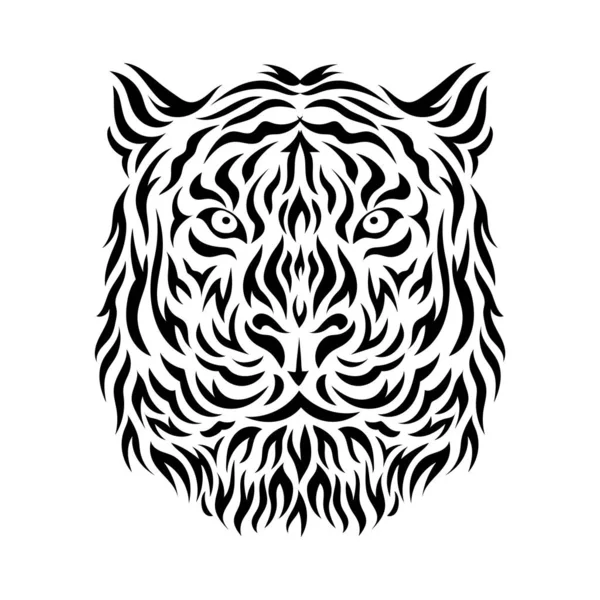 Cara León Ilustración Vectorial Blanco Negro — Vector de stock