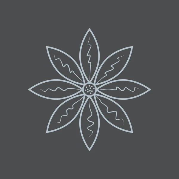 Icône Fleur Dans Style Noir Isolé Sur Fond Blanc Illustration — Image vectorielle