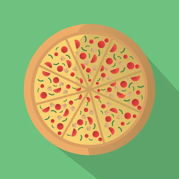 Vektorillustration Von Pizza Mit Tomate — Stockvektor