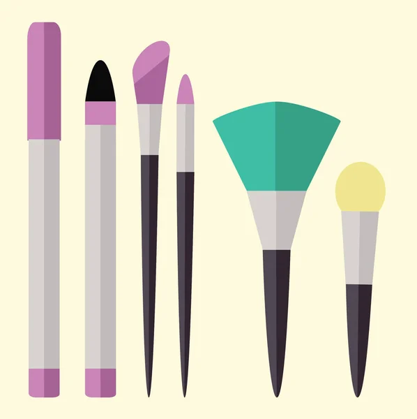 Illustration Vectorielle Ensemble Maquillage Cosmétiques — Image vectorielle