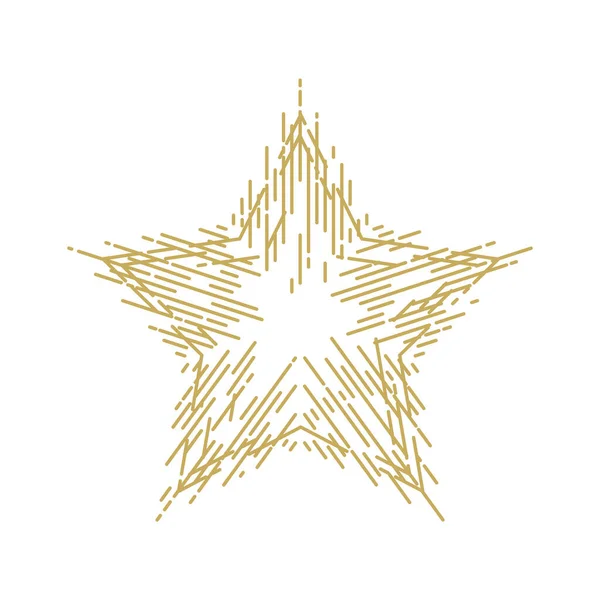 Golden Christmas Star Isolated White Background — Stock Vector