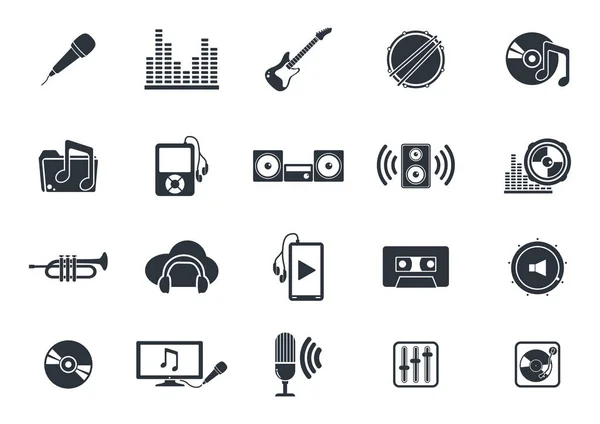 Vector Conjunto Iconos Música — Vector de stock