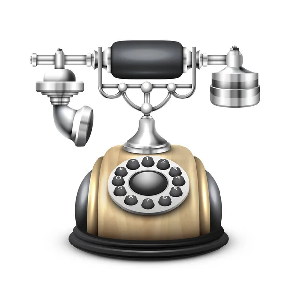 Stary Telefon Izolowany Białym Tle — Wektor stockowy