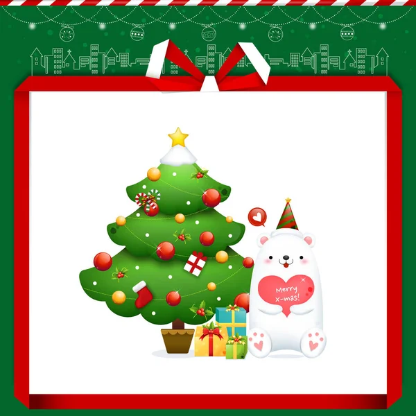 雪男とギフト付きのクリスマスカード — ストックベクタ