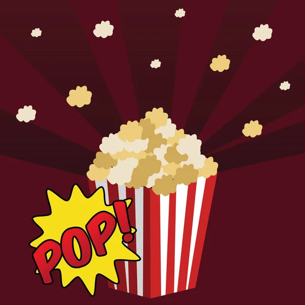 Vektor Illustration Film Biograf Med Popcorn Rødt Bånd – Stock-vektor