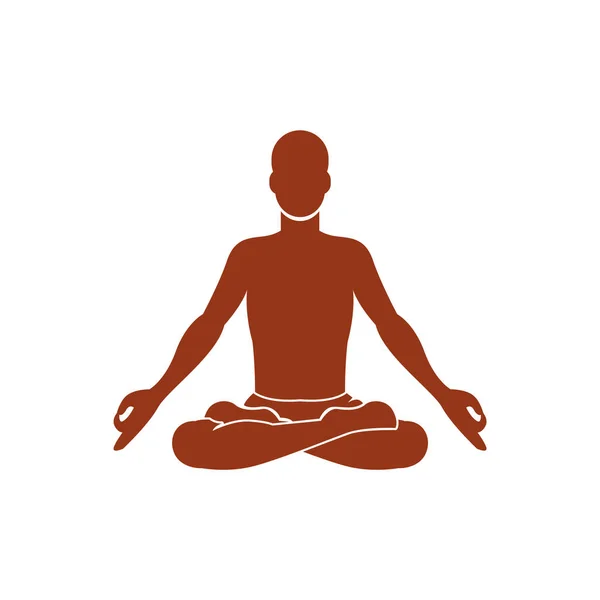 Düz Renkli Yoga Meditasyon Ikonu Vektör Illüstrasyonu — Stok Vektör