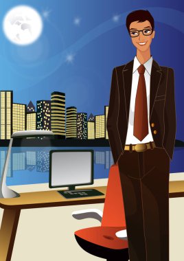 Dizüstü bilgisayarı olan bir iş adamı.