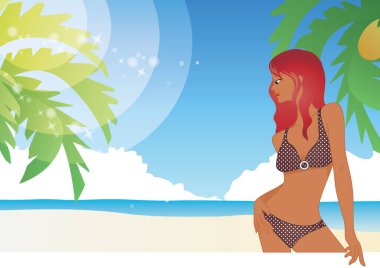 Bir kızın çizgi film karakterinin vektör çizimi