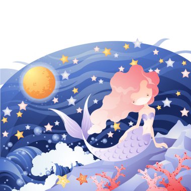 Bir kızın çizgi film karakterinin vektör çizimi