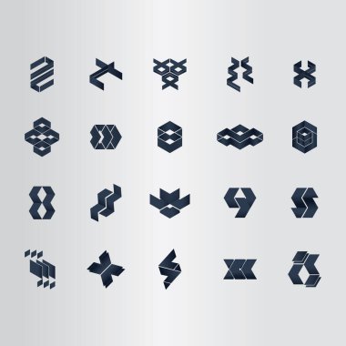 vektör geometrik kurdele simgeleri kümesi