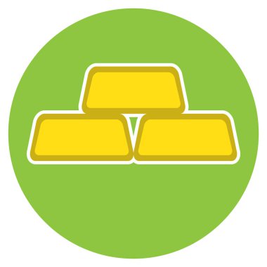 Altın para ikonu yığını. Vektör illüstrasyon biçimi dairesel mavi yuvarlak açılar içinde düz ikonik semboldür.