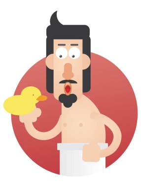 Sakallı ve domuzlu bir adamın vektör çizimi