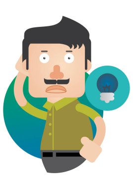 Çizgi filmci, sakallı ve büyük sigaralı.