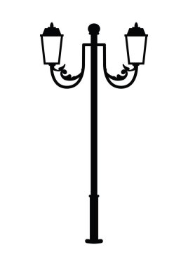 Beyaz arkaplanda siyah renkli sokak lambası simgesi var. din sembolü illüstrasyon.
