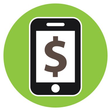 Mobil banka vektör simgesi. biçim iki renkli düz sembol, düz mavi renkler, yuvarlak açılar, beyaz arkaplan