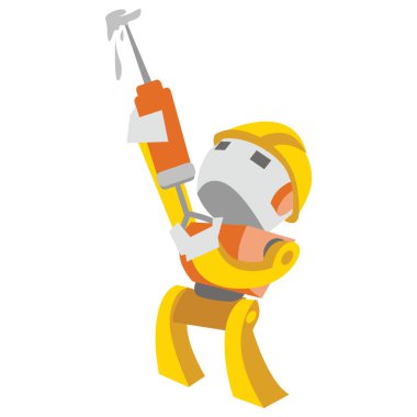 Çekiçli bir çizgi film karakterinin vektör çizimi