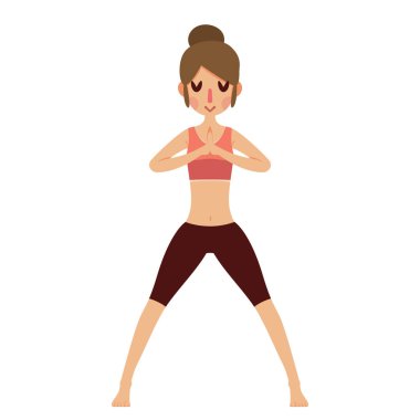 Beyaz arka planda yoga yapan kadın.