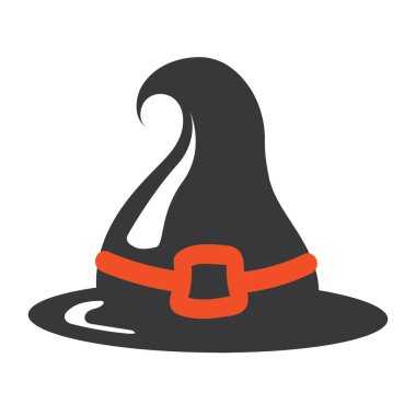 Beyaz arkaplanda siyah renkli cadı şapkası simgesi var. Şükran Günü sembolü çizimi.