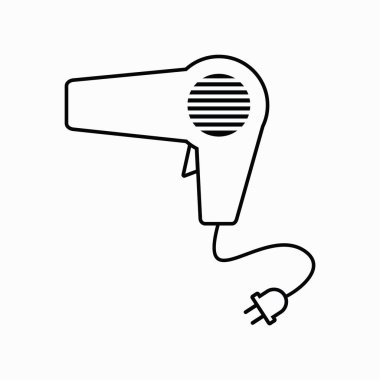 Siyah renkli saç kurutma ikonu beyaz arka planda izole edilmiş. berber dükkanı sembolü hisse senedi illüstrasyonu.