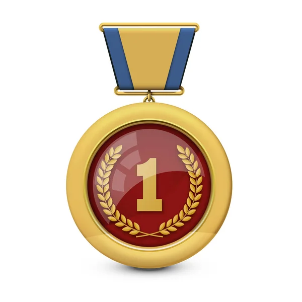 Medalla Oro Con Corona Laurel Oro — Archivo Imágenes Vectoriales