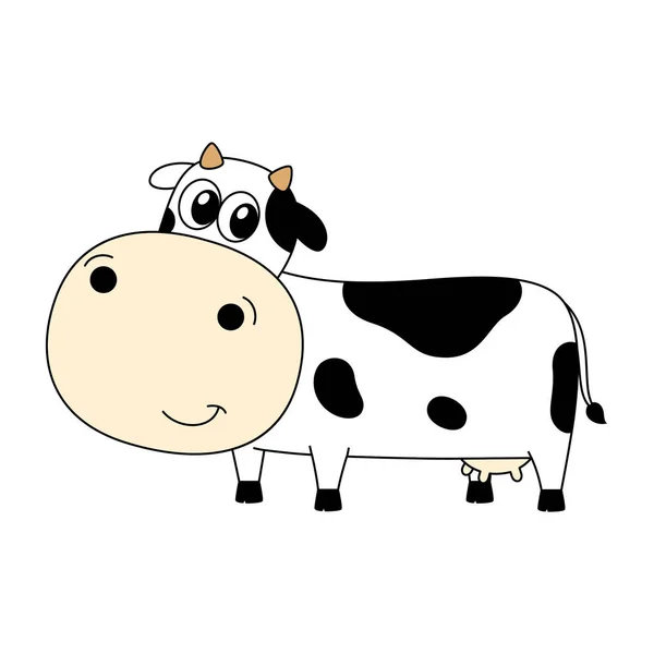 Mignon Dessin Animé Vache Sur Fond Blanc — Image vectorielle