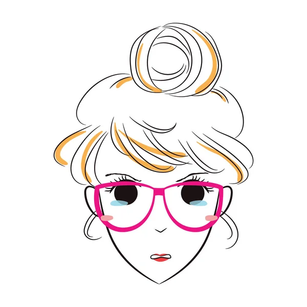 Mädchen Mit Sonnenbrille Und Blumenkranz — Stockvektor